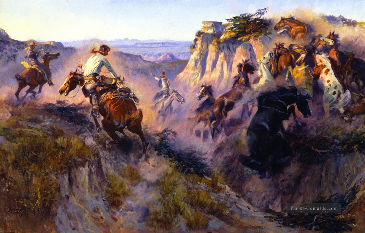 Wildpferdejäger 1913 Charles Marion Russell Indiana Cowboy Ölgemälde